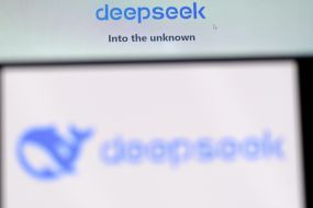The logo of the artificial intelligence service DeepSeek on a mobile phone screen