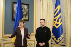 Volodymyr Zelenskyy and Odile Renaud-Basso