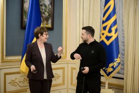 Volodymyr Zelenskyy and Odile Renaud-Basso