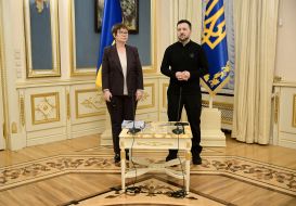 Volodymyr Zelenskyy and Odile Renaud-Basso