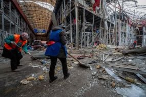 The consequences of a Russian drone strike on the Barabashovo market in Kharkiv