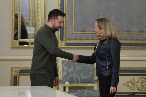 Volodymyr Zelenskyy and  Nadia Calvino