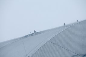 State Emergency Service employees inspect the shelter of the 4th power unit at the Chernobyl NPP