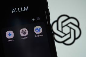 ChatGPT, Gemini and DeepSeek logos on smartphone screen