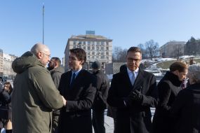 Alexander Stubb, Denys Shmyhal and Justin Trudeau