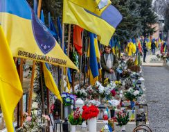 Graves of the fallen Heroes on the Hill of Glory in Uzhhorod