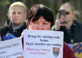 Participants of the action near the US Embassy in Kyiv