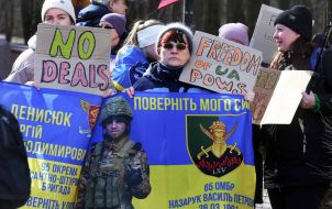 Participants of the action near the US Embassy in Kyiv