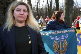 Participants of the action near the US Embassy in Kyiv