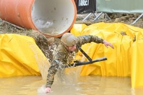 Participant of the large charity obstacle race Kordon race 2025