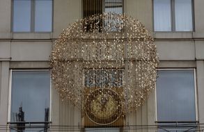 ORIGAMI for UKRAINE Installation  on the facade of the Museum of the History of the City of Kyiv