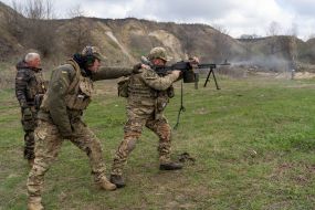 Instructors conduct field exercises in fire and tactical training in the Kharkiv region