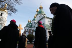 Participants of the Ecumenical Stations of the Cross for the prisoners, their families and the return of peace in Ukraine