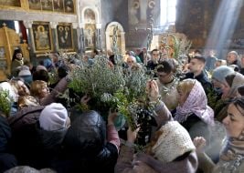 Kievans on Palm Sunday in the Kiev-Pechersk Lavra