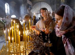Kievans on Palm Sunday in the Kiev-Pechersk Lavra
