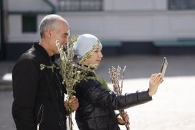 Kievans on Palm Sunday in the Kiev-Pechersk Lavra