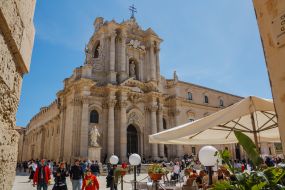 View of the Cathedral in Duomo Square in the city of Syracuse