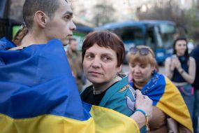 Ukrainian soldiers who returned to Ukraine from Russian captivity