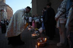 Освячення великодніх кошиків у Києві
