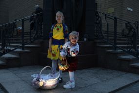 Освячення великодніх кошиків у Києві