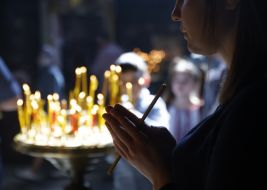 A girl prays