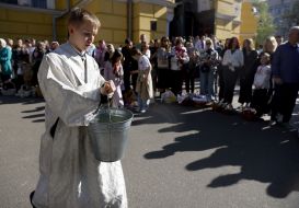 Blessing of Easter baskets in Kyiv