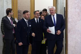 Xavier Bettel and  Andriy Sybiga