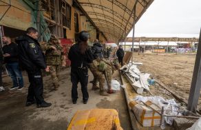 Police officers are conducting investigations after enemy shelling by a Geran-2 UAV at the Barabashovo market in Kharkiv