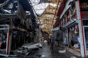 Trade pavilions at the Barabashovo market in Kharkiv destroyed by enemy shelling from Geran-2 UAVs