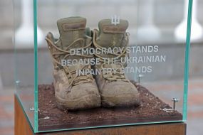 Infantryman's Berets - art installations for Infantry Day in Kyiv