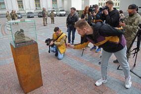 Infantryman's Berets - art installations for Infantry Day in Kyiv
