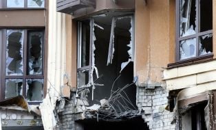 The consequences of the drone attack in Sofiivska Borshchahivka near Kyiv