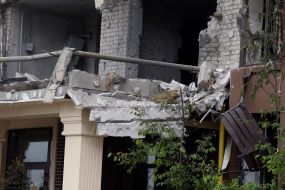 The consequences of the drone attack in Sofiivska Borshchahivka near Kyiv