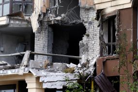 The consequences of the drone attack in Sofiivska Borshchahivka near Kyiv