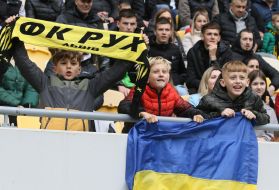 Fans in the stands during the match