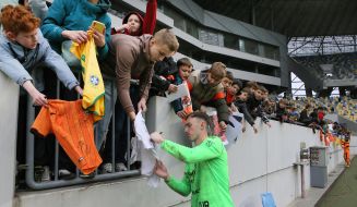 Fans in the stands during the match