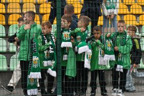 Boys with the symbols of FC Karpaty