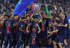 PSG players celebrate victory