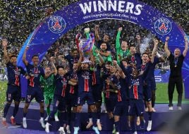 PSG players celebrate victory