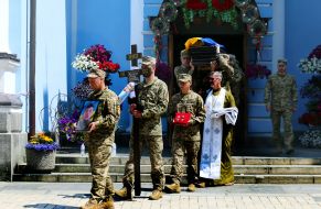 Farewell ceremony for servicemen of the Armed Forces of Ukraine Maksym Rakovich, Oleksandr Yantsevich and Roman Tarasyuk