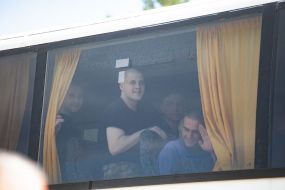 Ukrainian soldiers who returned to Ukraine from Russian captivity