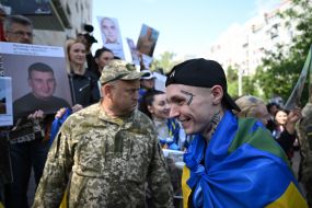 Meeting of Ukrainian soldiers who returned to Ukraine from Russian captivity