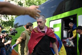 Meeting of Ukrainian soldiers who returned to Ukraine from Russian captivity