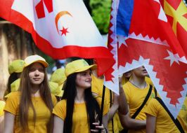 Participants of the event on the occasion of the 100th anniversary of the Artek children's center