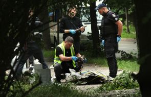 Bomb disposal experts work after massive attack in Kyiv