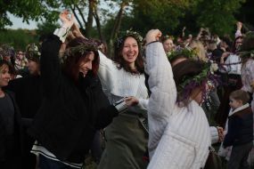 Participants in the Ivan Kupala celebration dance in the village of Vytachiv