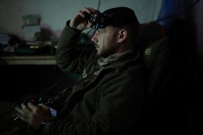 Servicemen of the 429th Achilles Regiment use combat FPV drones