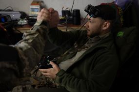 Servicemen of the 429th Achilles Regiment use combat FPV drones