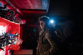Servicemen of the 429th Achilles Regiment use combat FPV drones