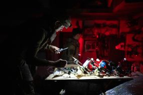 Servicemen of the 429th Achilles Regiment use combat FPV drones